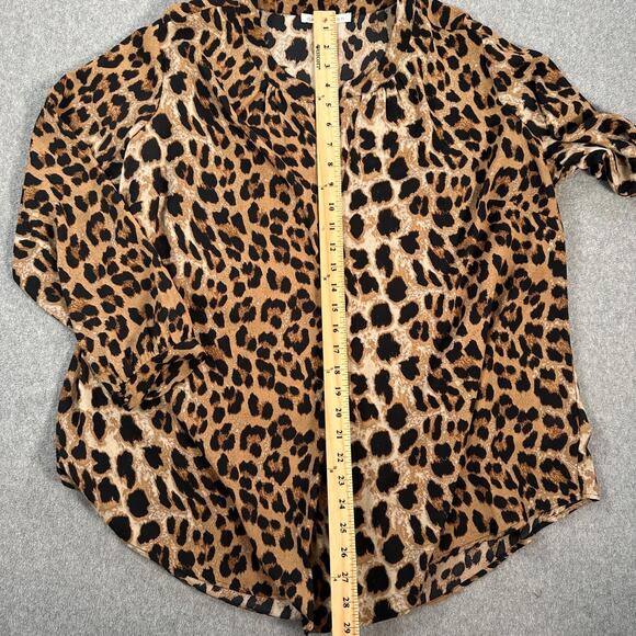 Daniel Rainn Cheetah Animal Print V-Neck Tunic Blouse Women's 1X Long Sleeve - Picture 7 of 10